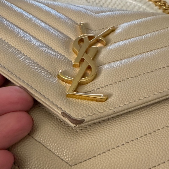 Saint Laurent Beige Quilted Leather Chain Wallet - Picture 5 of 13